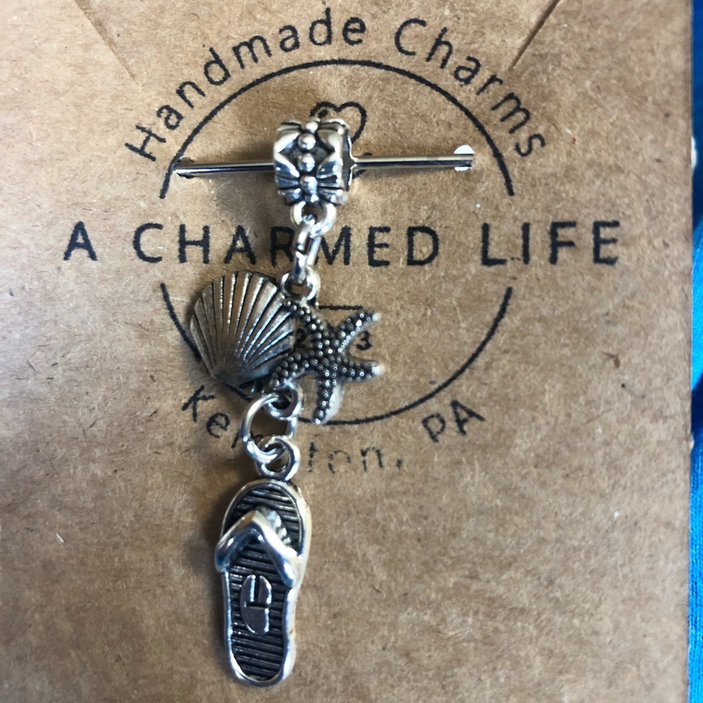 NWT, Handmade by A Charmed Life. Silver Bail with Ocean Themed Charms - Picture 1 of 7